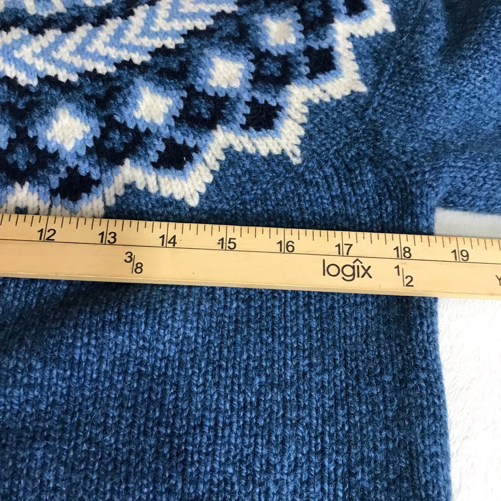 L L Bean Fair Isle Knit Pullover Sweater Women’s Size M Color Blue Round Neck - Picture 8 of 14